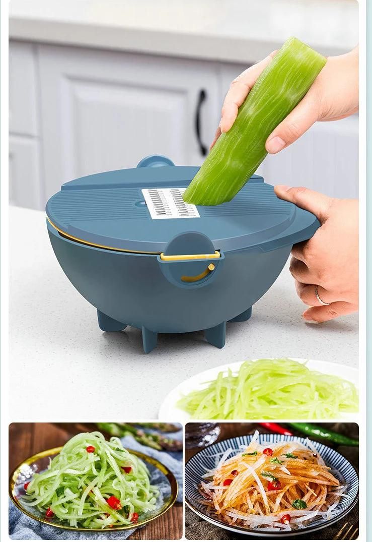 New 9 in 1 Vegetable Cutter Multifunctional Vegetable Slicer with Drain Basket Kitchen Food Chopper Grater Fruit Shredder Peeler Tool Esg13856