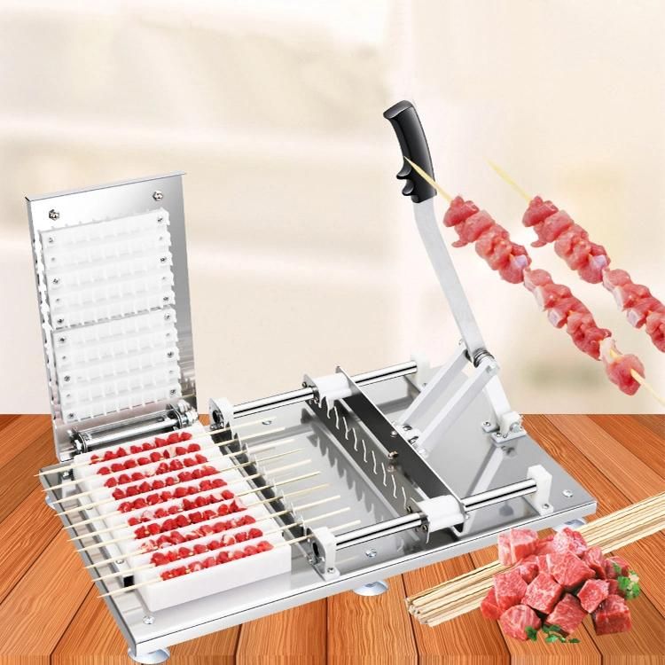 Manual Mutton Kebab Machine Hand BBQ Meat Beef Satay String Making Machine Bamboo Skewer Kebab Maker