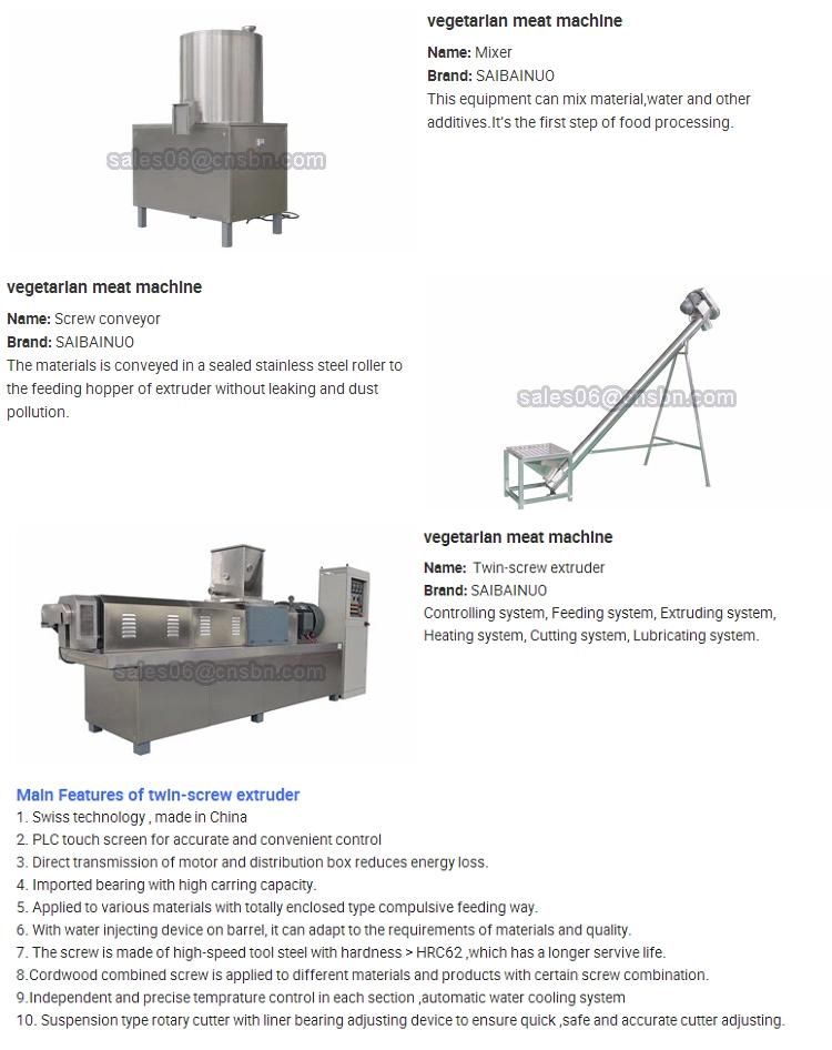 500kg/H 1ton/H 2ton/H Tvp Tsp Vegetable Meat Soya Bean Protein Nuggets Soya Meat Soya Chunks Making Machine Production Line