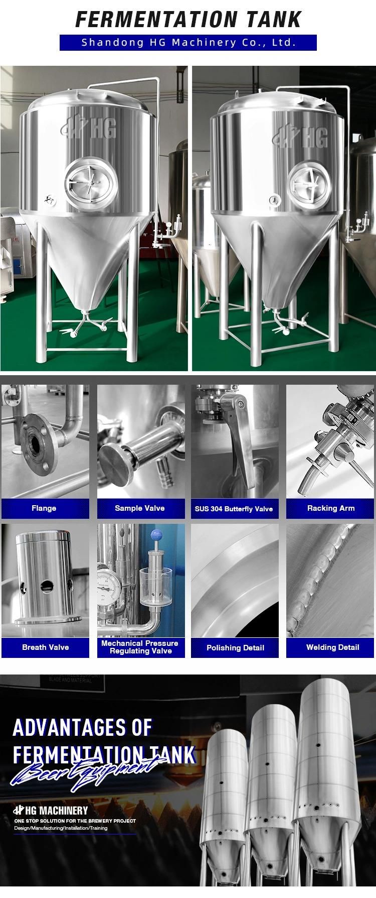 Double Walled Cooling Jacket Conical Beer Fermenter Stainless Steel Fermentation Tank 2000L 3000 L 4000L 6000L