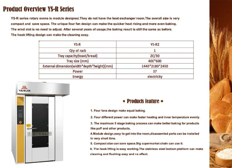 Rk Baketech China-600 400 Tray Yasur Brand 726 Single Rotary Rack Bakery Oven