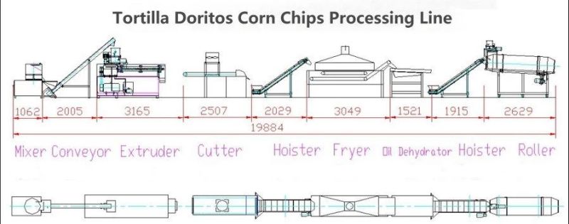 Frying Tortilla Doritos Chips Food Making Machine