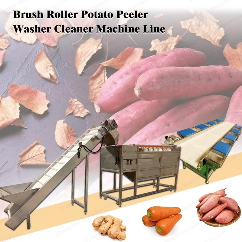 High Effective Brush Roller Potato Peeler Washer Cleaner Machine Line