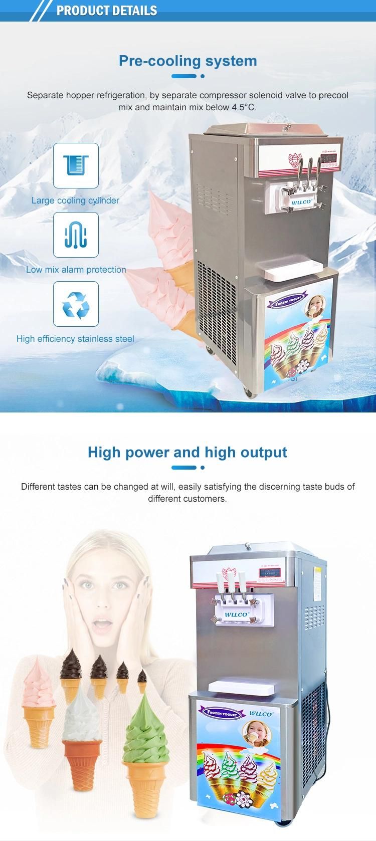 Speed Cooling CE Commercial 2+1 Mixed Flavors Frozen Yogurt Soft Ice Cream Machine