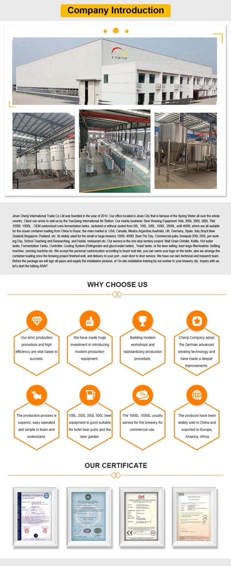 SUS 304 / 316 Brewery Equipment with Customize Service