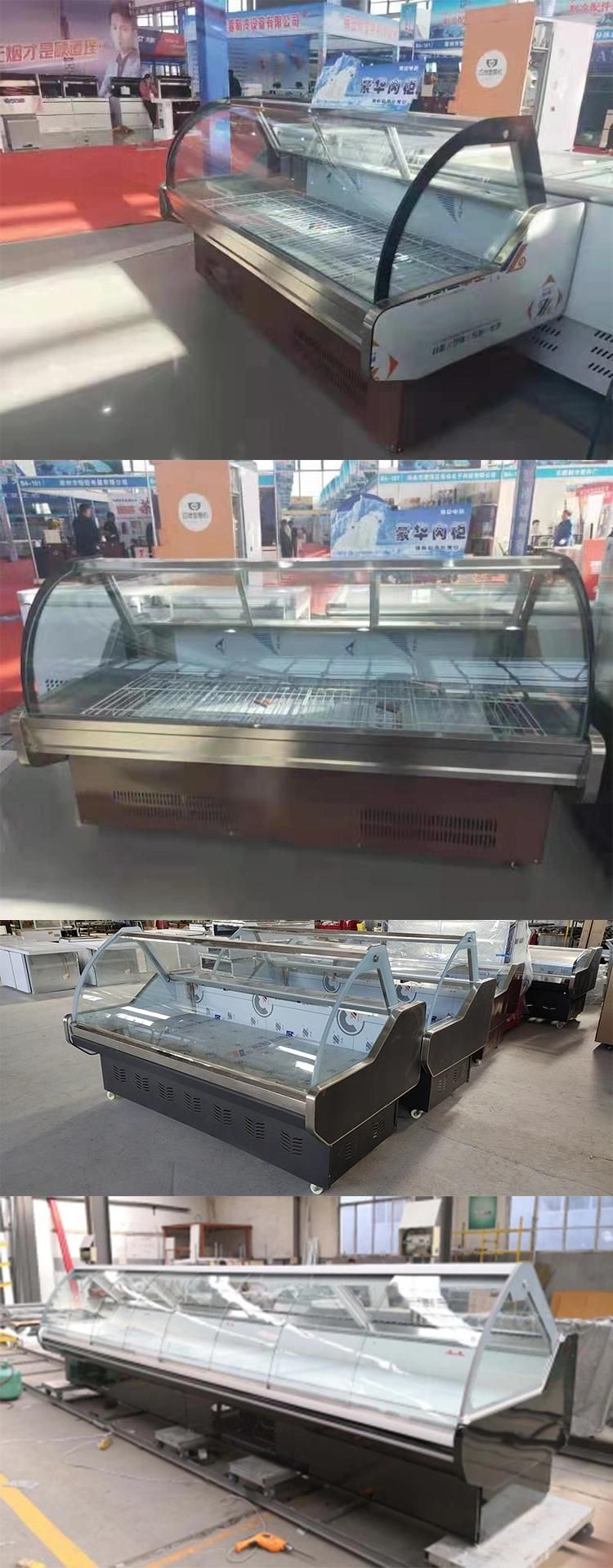 Supermarket Commercial Chicken Pork Glass Cabinet Display Meat Chiller Refrigerator Meat Freezer