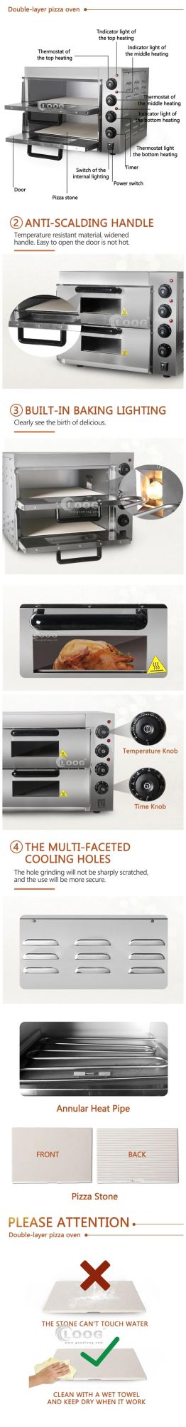 High Quality Electric Commercial Double Deck Pizza Oven Ceramic Stone Electric Pizza Oven for Pizza for Restaurant