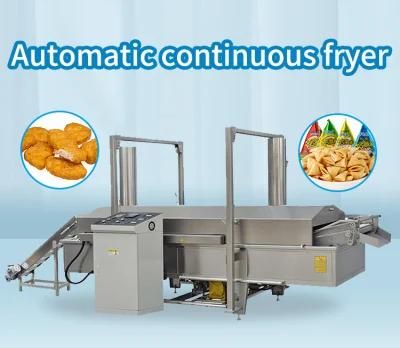 Top Quality Twist Snacks Food Continuous Frying Machine Automatic Fried Chips Continuous ...