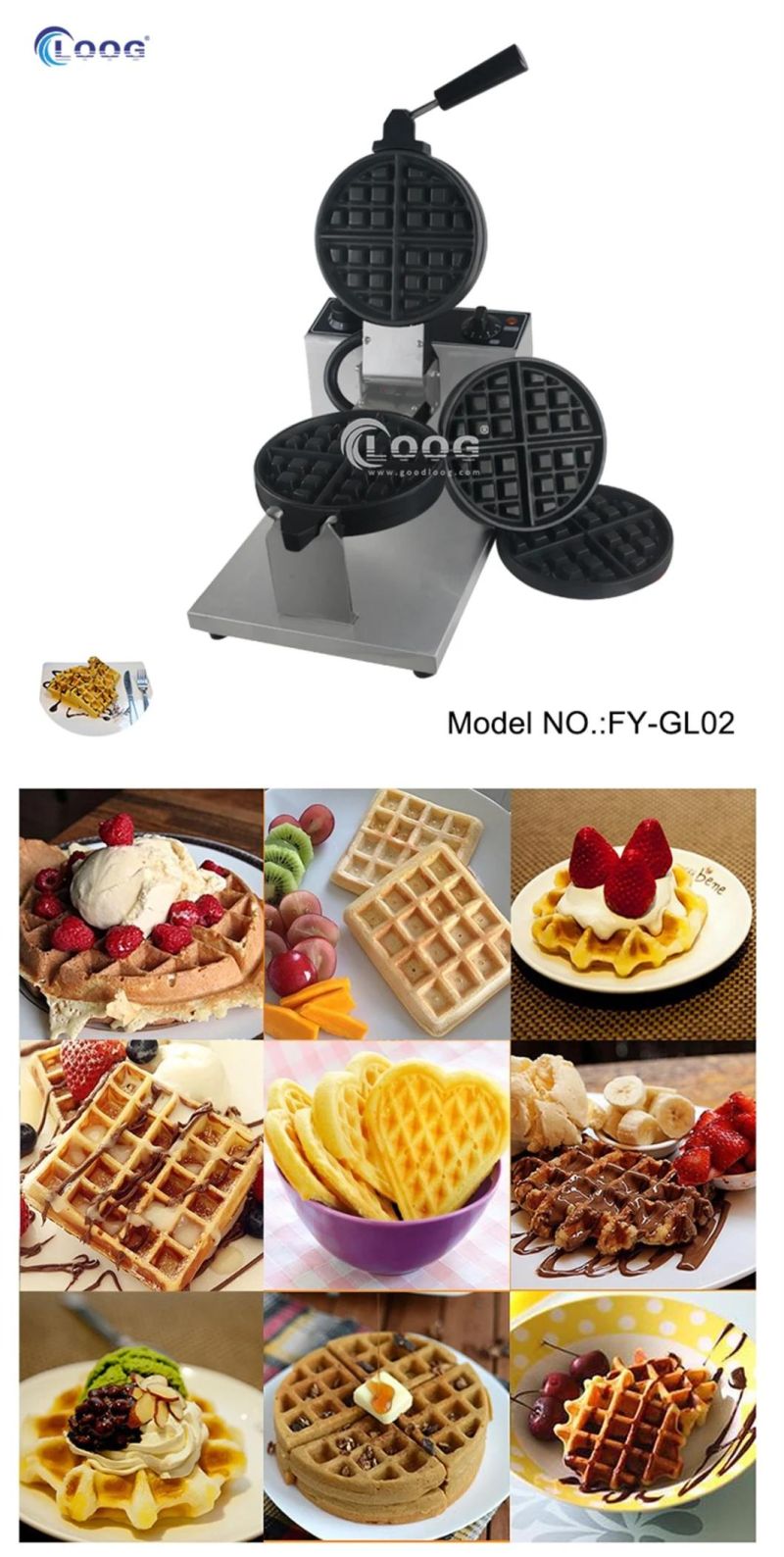 Goodloog Mini Donut Pancake Kitchen Changeable Plate Rotating Lolly Snack Making Stick Machine Household Cheap Electric Commercial Belgian Egg Waffle Maker