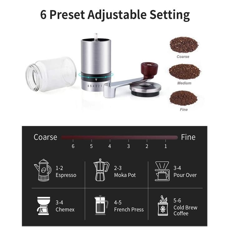 Cg002 China Wholesale Stainless Steel Mini Manual Coffee Grinder