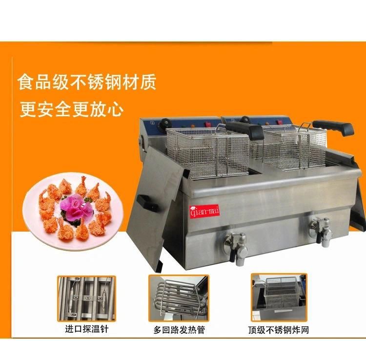 Commercial Double Pot Chicken Donut Fish Fryer Potato Chips Deep Electric Fryer