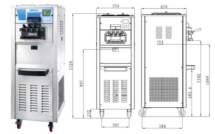 New Design Floortop Soft Ice Cream Maker Commercial Ice Cream Machine with Air Pump