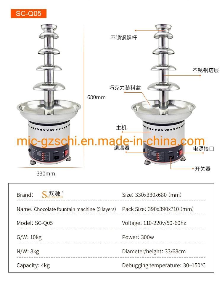 Chocolate Fountain Machine with 5 Tiers Chocolate Melting Fountain Machine