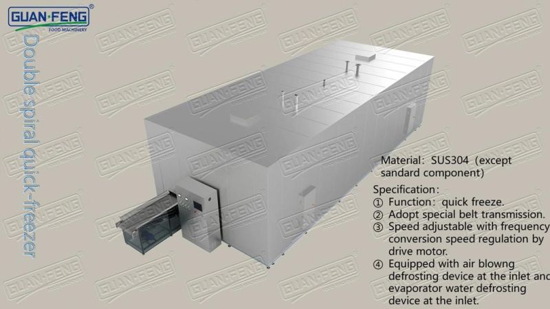 1000kg High Efficiency Spiral Quick Freezer for Food Freezing Production