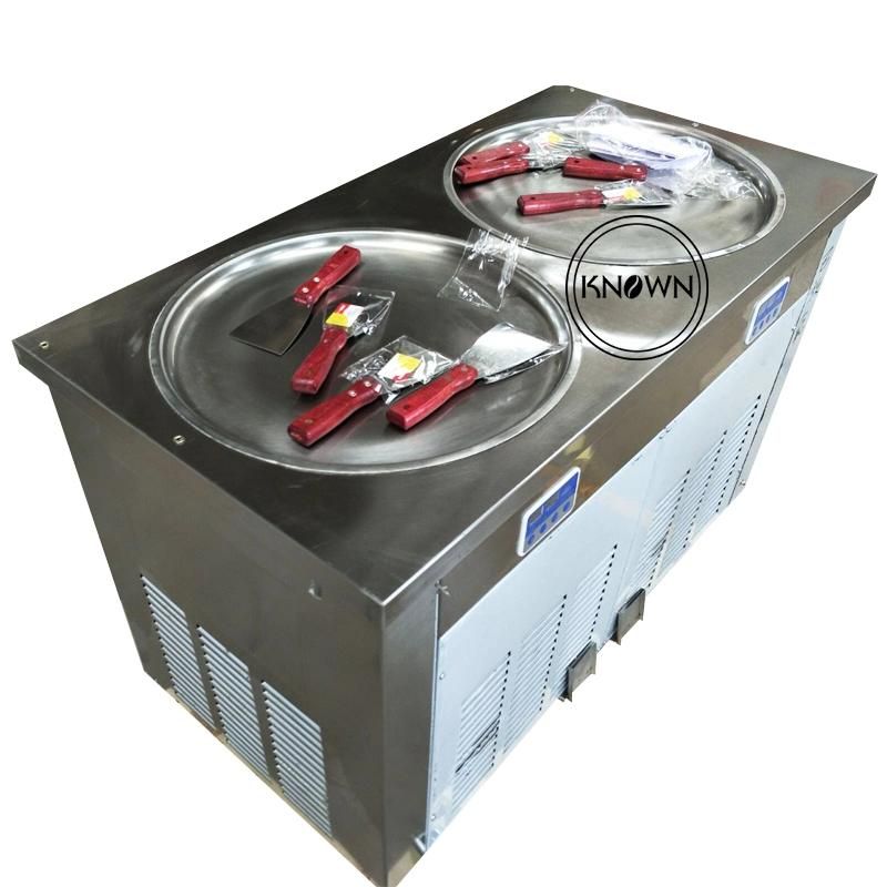 Hot Sale Double Round Pan Fried Ice Cream Roll Machine Fry Fried Rolls Ice Cream Making Machine