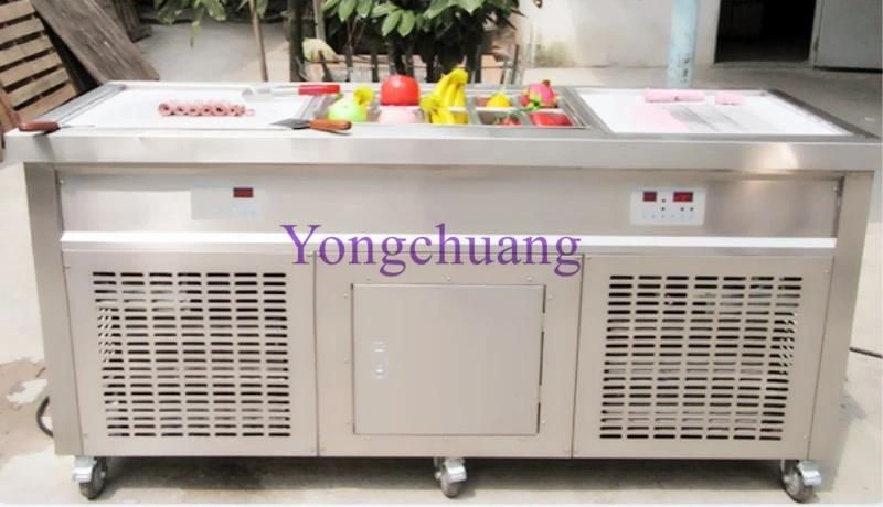 Thailand Style Roll Fry Ice Cream Machine with Flat Table