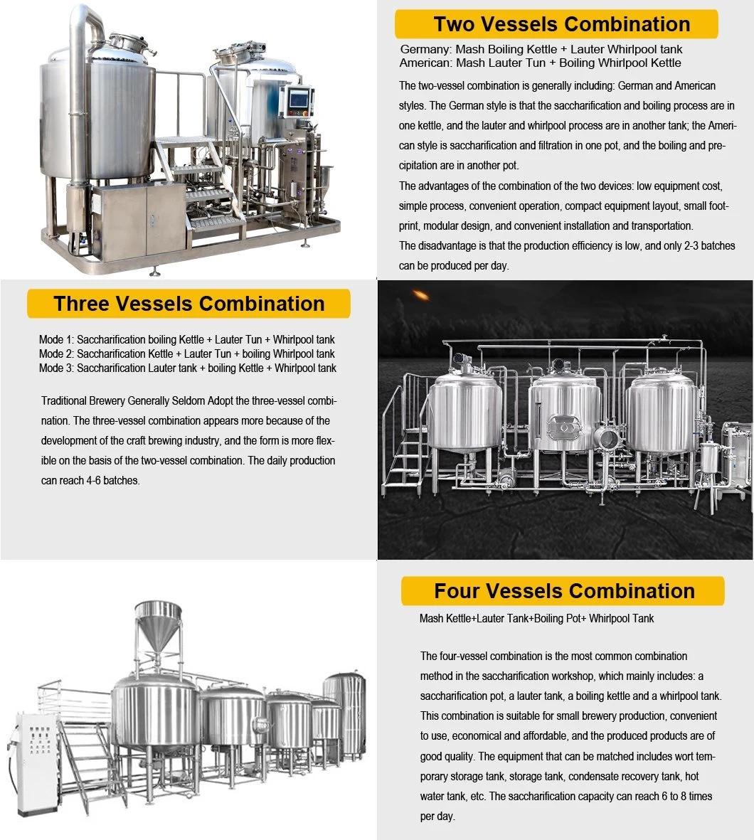 200L 500L 3bbl 5bbl 10hl 15hl Stainless Steel Jacketed Double Layer Heat Preservation Beer Making Equipment Price