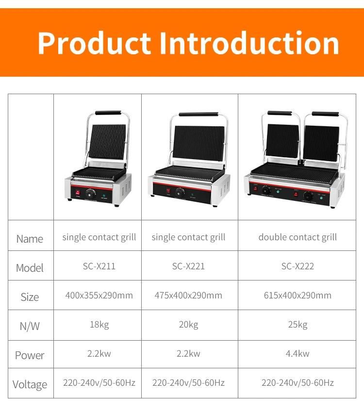 Ce Certificate Electric Contact Grill Single Head Panini Grill Machine