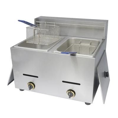 Commercial Kitchen Stainless Steel Double Tank Gas Fryer