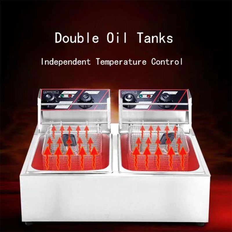 10L High Power Temperature Control Double Tanks Stainless Steel Electric Fryer