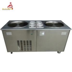 with 6 Topping Containers Double Pan Fried Ice Cream Machine