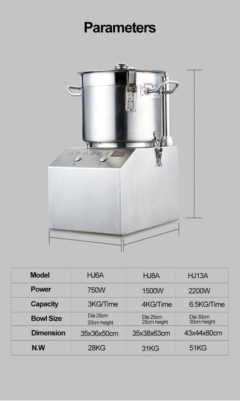 Hj6a Commercial Meat Grinder Mixer with Bowl Electric Stainless Steel Food Chopper Vegetable Cutter Food Broken Cutting Machine