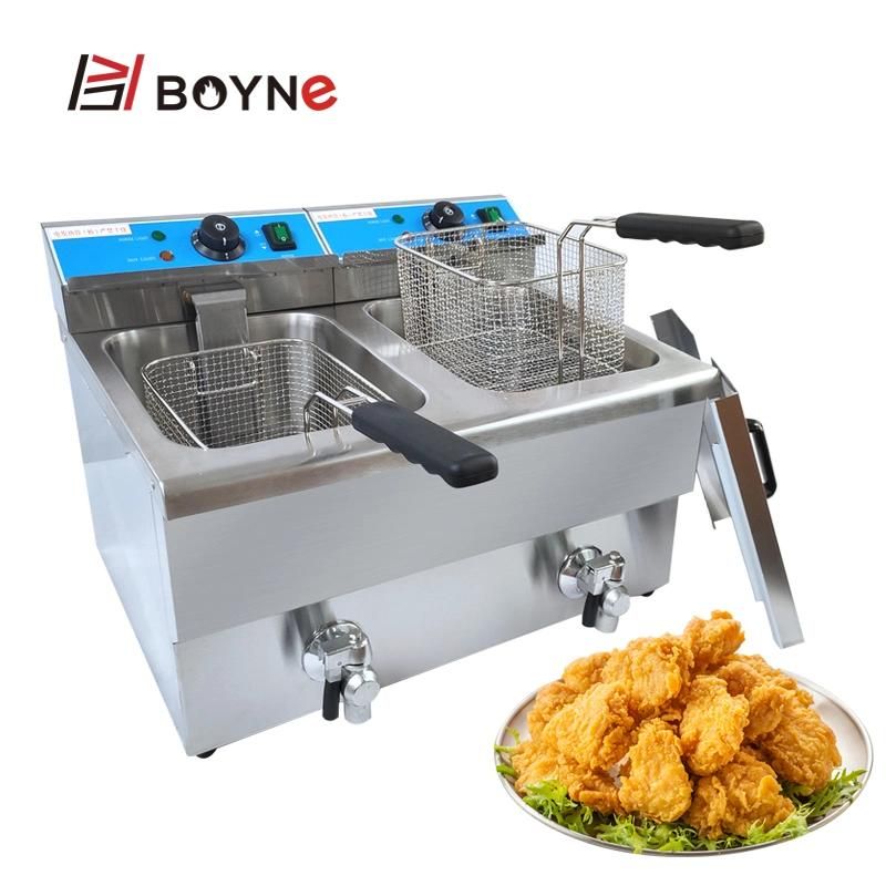 Commercial Kitchen Double Tank 12L Electric Deep Fryer with Oil Filter