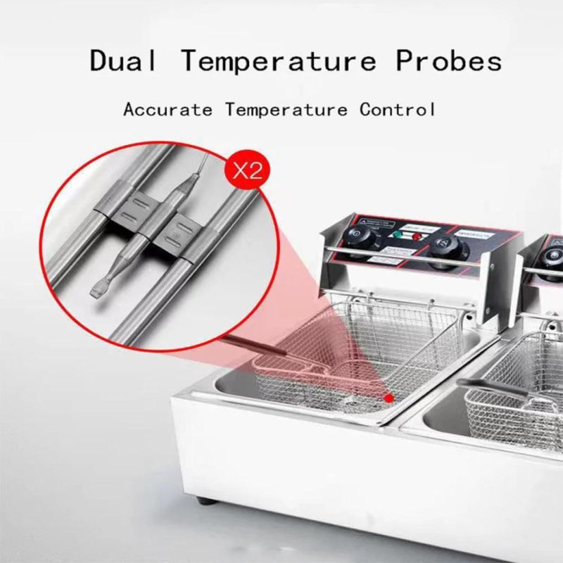 10L High Power Temperature Control Double Tanks Stainless Steel Electric Fryer