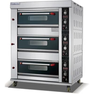 Professional Free Standing Baking Oven 3-Deck 6-Tray Baking Deck Oven