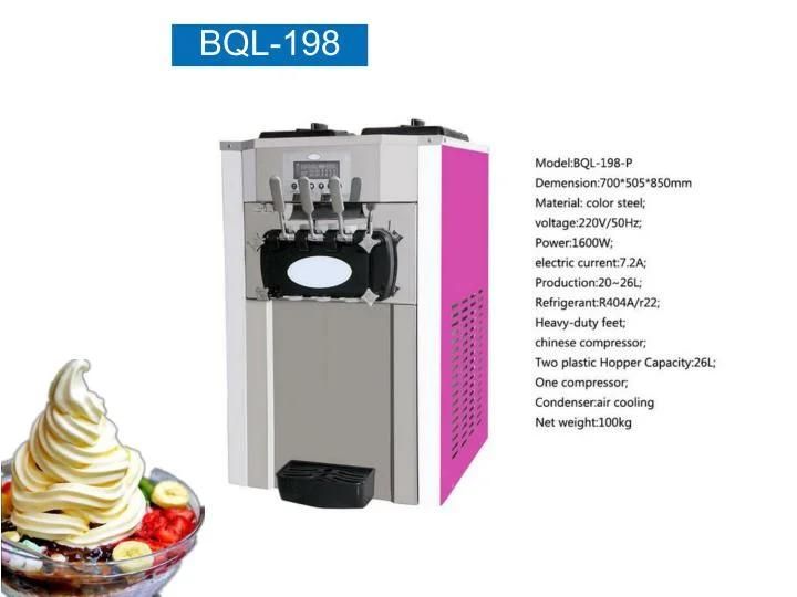 Wiberda Factory Outlet Commercial Table-Top Soft Ice Cream Machine Bql-198 with CE