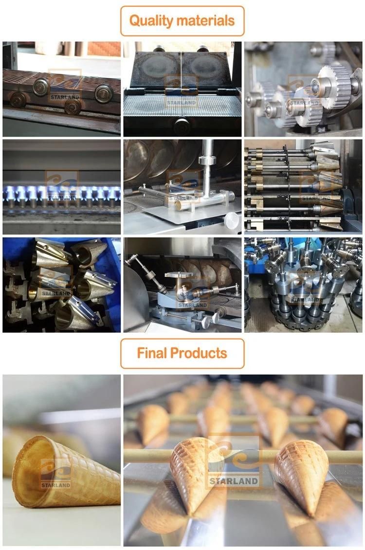 Multidimensional Waffle Ice Cream Cone Biscuit Making Machine Rolled Sugar Cone Product Line