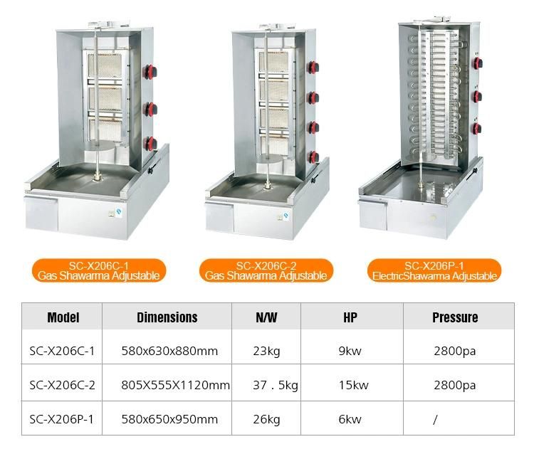 Commercial Gas Shawarma Adjustable Barbecue Burner with 2 Rotary Switches