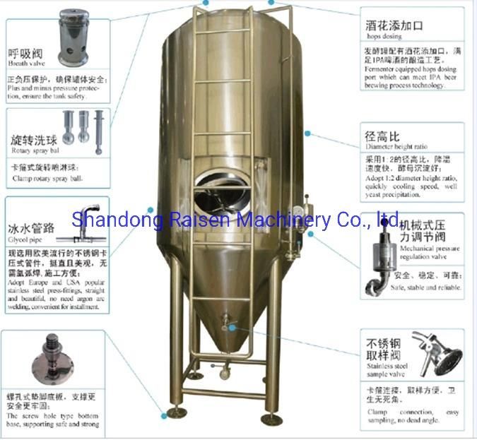 1000L Stainless Steel Beer Brewing Equipment Brewery with Fermentation Tank