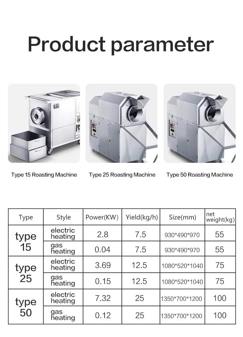 Rotary Drum Nut Roaster Peanut Almond Cashew Nut Roasting Machine