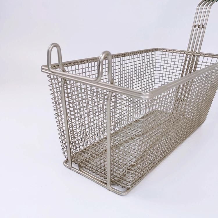 Fry Basket Kitchen Accessories Rectangle Wire Mesh Deep Fat Kitchen Stainless Steel Round Fryer Basket