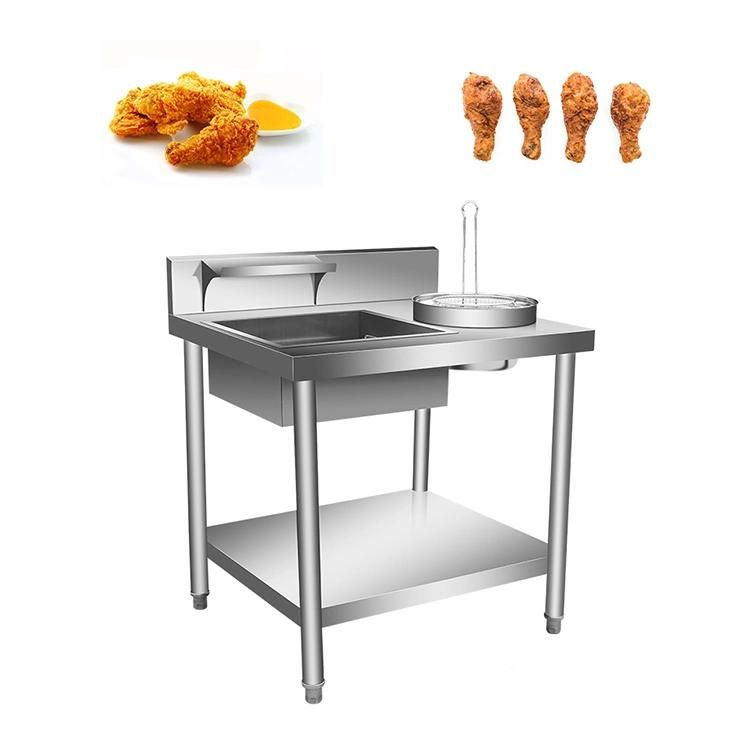 Manual Chicken Coating Flour Machine Wrapping Powder Table Fast Food Wrapping Breading Table