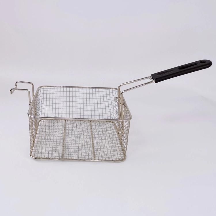 Wire Mesh Deep Fat Kitchen Stainless Steel Round Fryer Basket French Fry Basket with Detachable Handle