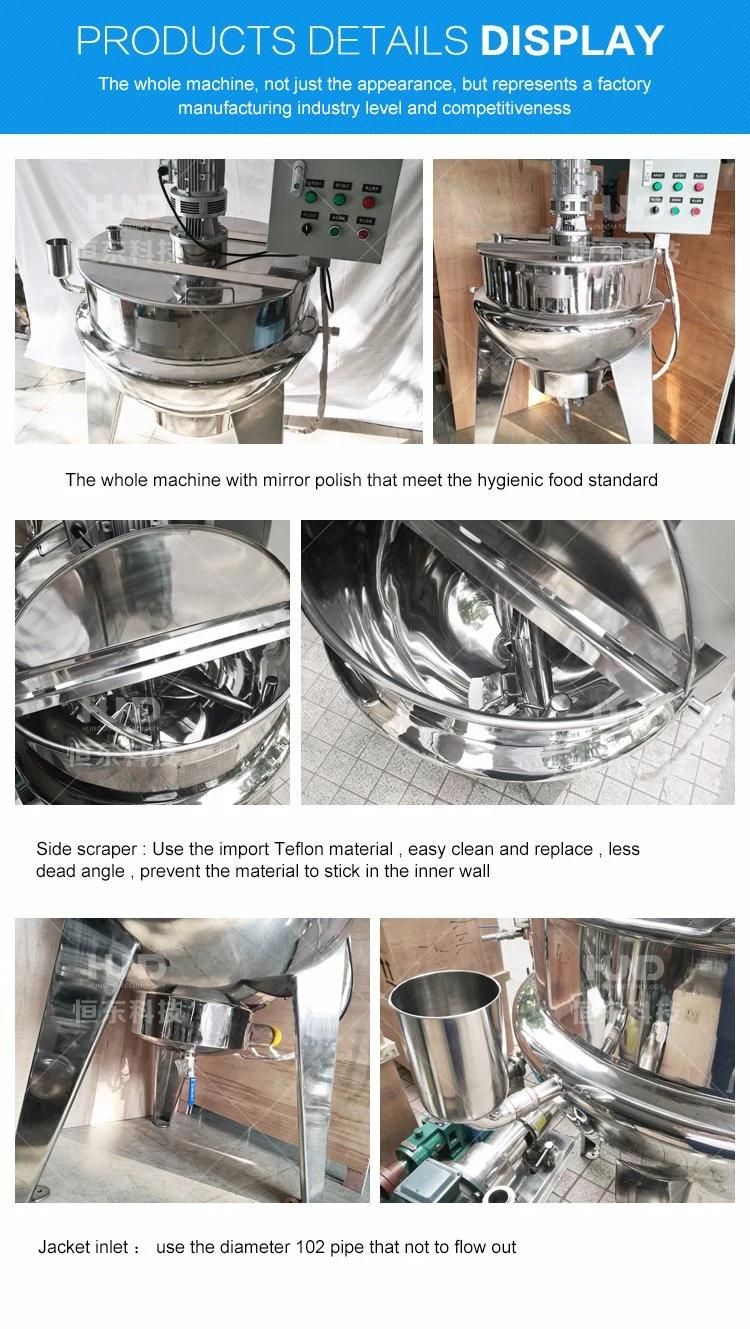 Sanitary Chocolate Hazelnut Paste Boiler Steam Jacket Kettle Cooking Mixer