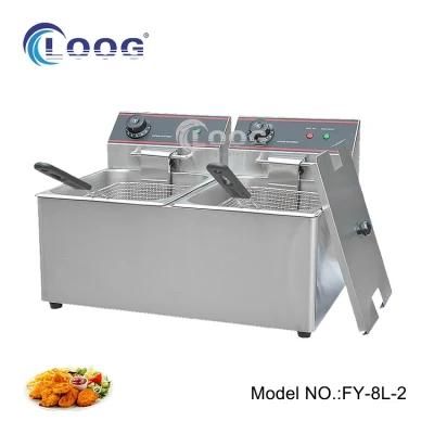 Double Stainless Steel Tanks Bakets Catering Equipment Commercial Restaurant Chip Fryer ...