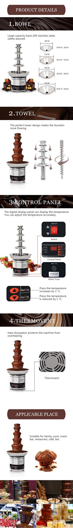 Hot Selling Commercial Electric Large Chocolate Fountain Machine 4/5/6/7 Tiers Chocolate Waterfall Fondue Machine