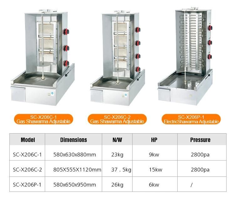 Electric Shawarma Adjustable Stove Autorotation with Three Switch Commercial Using