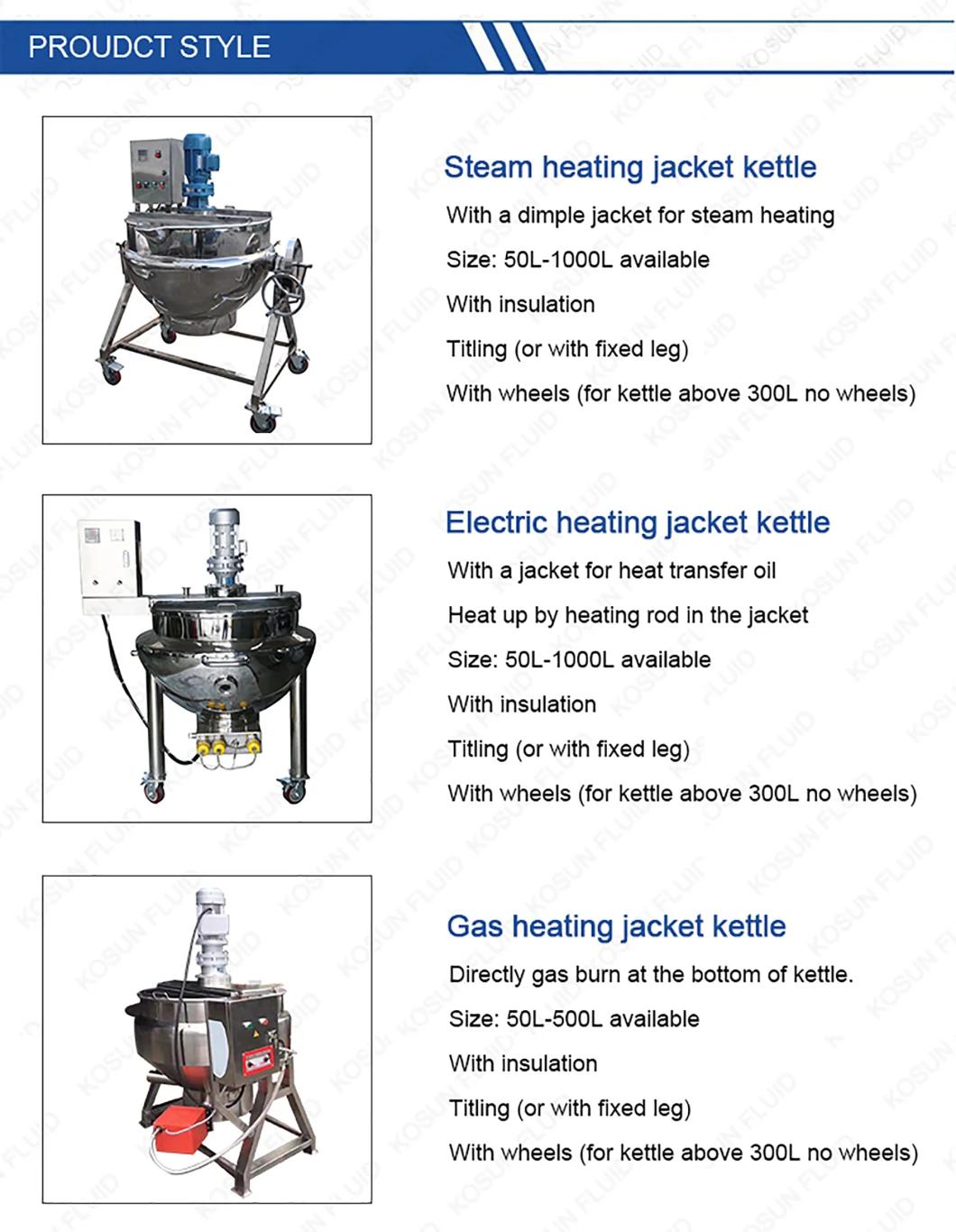 304 Stainless Steel Industrial Electric Steam Jacket Kettle