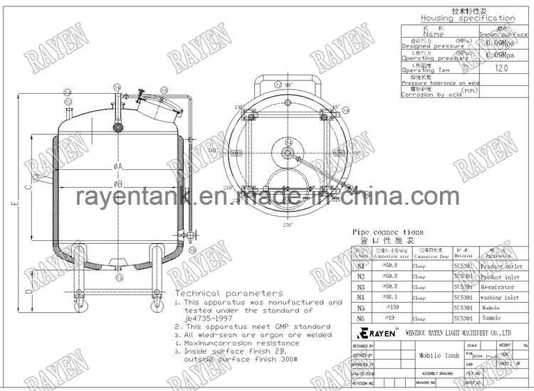 Stainless Steel Portable Water Tank Move Tank