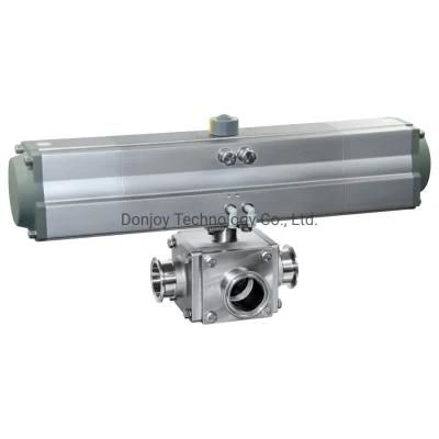 Donjoy Sanitary 3-Way Ball Valve with Long Horzizonal Actuator