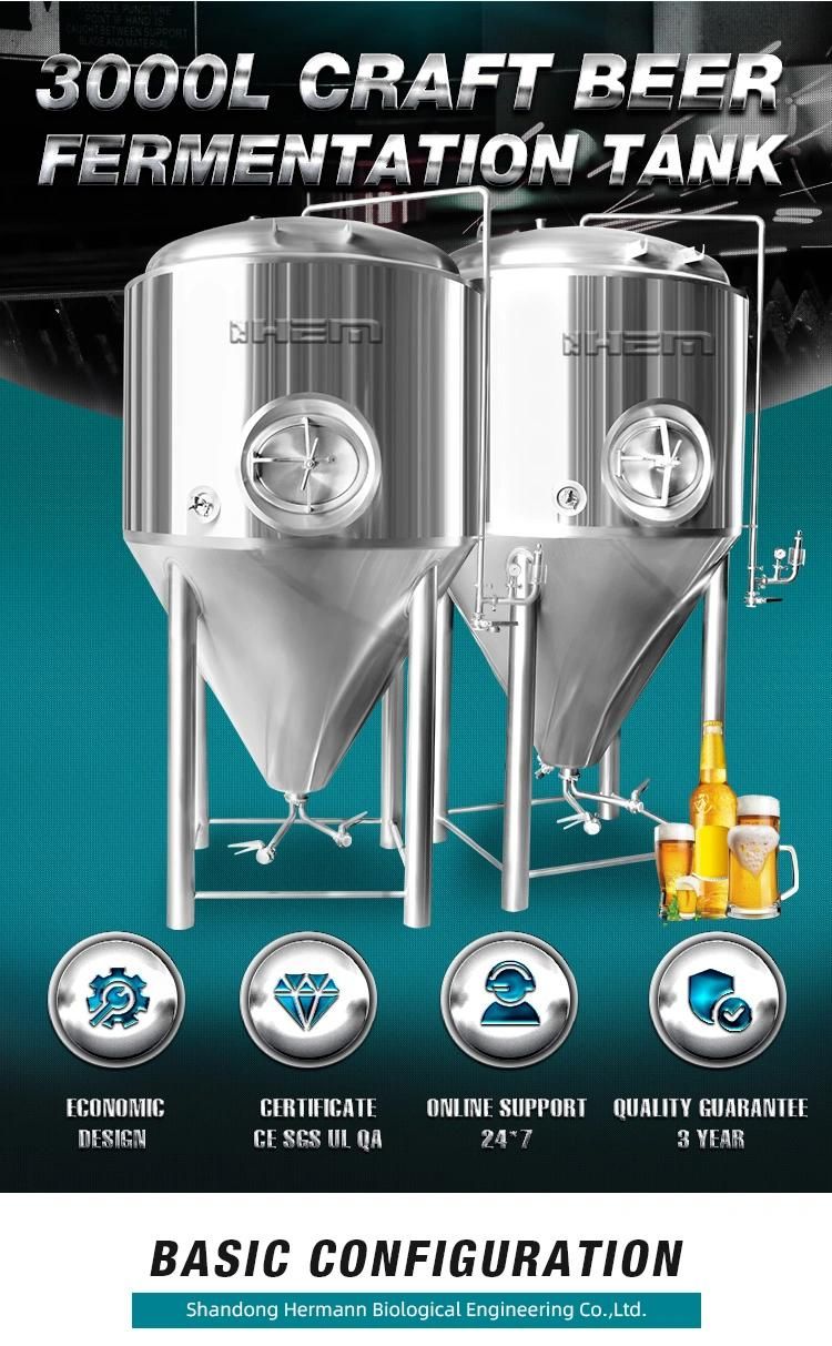 3000L 2000L Dimple Jacket Wine Fermenter Bright Tank Brewery Beer Fermentation Tank