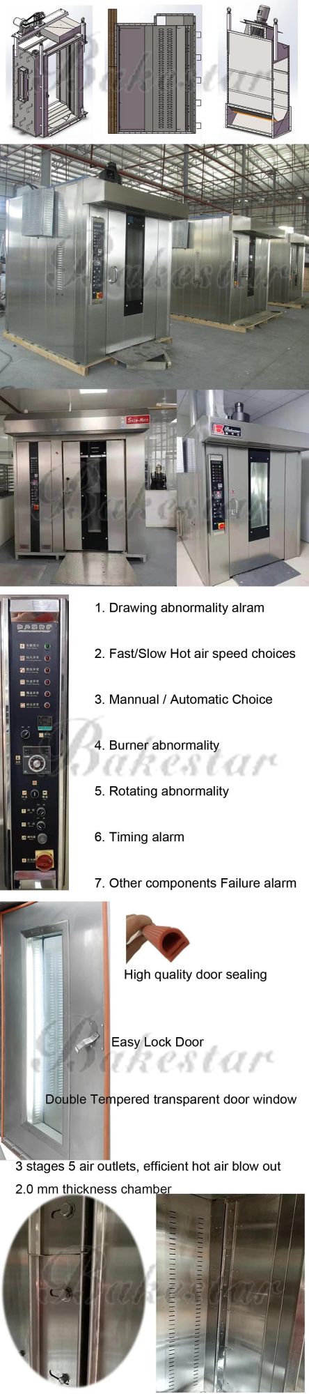 Factory Direct Sales Baking Pizza Bakery Rotary Diesel Oven, Hot Air 64 32 Trays Rotary Oven for Bakery