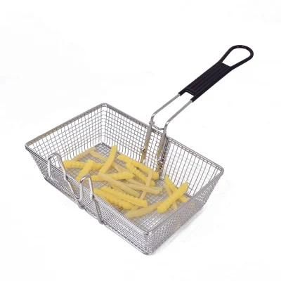 2.5 Gallon Commercial Fryer Stainless Steel Fried Basket Front Hook Fry Basket with Black ...