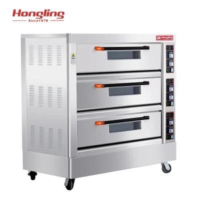 Bakery Equipment Baking Machine 3 Deck 9 Trays Electric Deck Pizza Oven