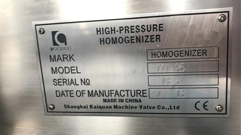 Ce CSA Certificate Stainless Steel Milk Homogenizer for Europe Market with Spare Parts Available