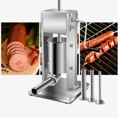 3L Stainless Steel Vertical Commercial Sausage Stuffer 7lbs Meat Press W/ 4 Filling ...